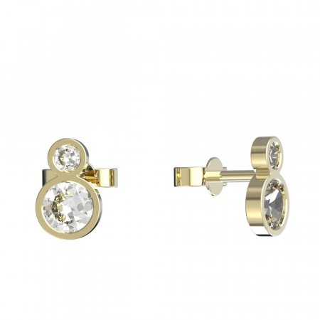 BeKid, Gold kids earrings -864 - Switching on: Puzeta, Metal: Yellow gold 585, Stone: White cubic zircon