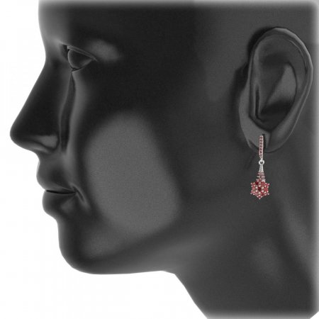 BG earring circular 539-90 - Metal: Silver 925 - rhodium, Stone: Garnet