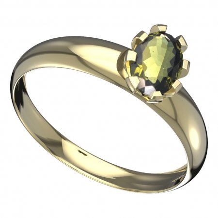 BG vltavínový prsten 560T - Kov: Žluté zlato 585, Kámen: Vltavín