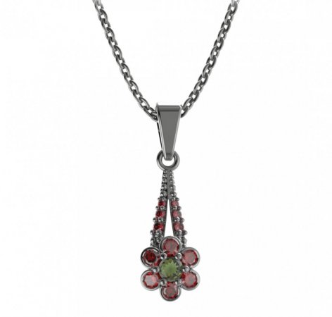 BG pendant flower 518-G - Metal: Silver 925 - rhodium, Stone: Garnet