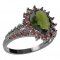 BG prsten s oválným kamenem 516-G - Kov: Stříbro 925 - rhodium, Kámen: Vltavín a granát