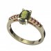 BG prsten přírodní granát  711 - Kov: Stříbro 925 - rhodium, Kámen: Vltavín a granát