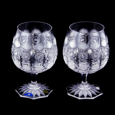 Set of two crystal handmade cutlery cups for cognac Šafránek 654 ORQQI0195