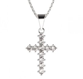 BG zlatý diamantový přívěšek křížek 258 Bílé zlato - 585 Diamant lab-grown