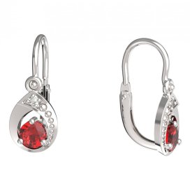 BeKid dětské náušnice 1242 Bílé zlato - 585 Červený kubický zirkon