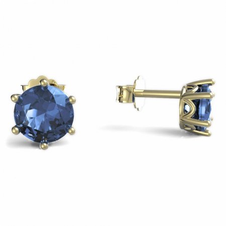 BeKid, Gold kids earrings -1295 - Switching on: Puzeta, Metal: Yellow gold 585, Stone: Light blue cubic zircon