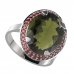 BG ring oval 729-I - Metal: Silver 925 - rhodium, Stone: Moldavit and garnet