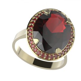 BG prsten oválný 729-I Žluté zlato - 585 Granát