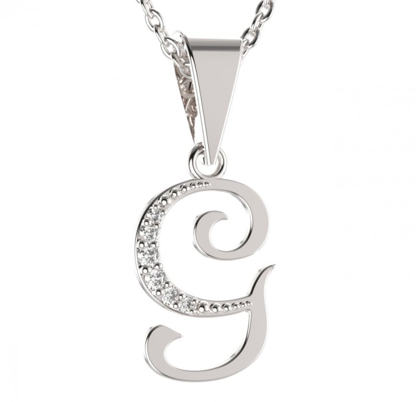 BG zlatý přívěsek písmenko G - 1216 Bílé zlato - 585 Diamant