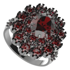 BG prsten 280-X oválného tvaru Stříbro 925 - ruthenium (30-90dní) Granát