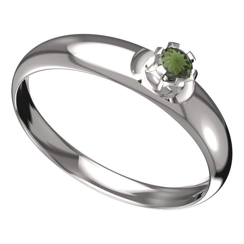 BG vltavínový prsten 553T Bílé zlato - 585 Vltavín