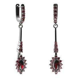 BG náušnice s centrálním oválným kamenem 504-B93 Stříbro 925 - ruthenium (30-90dní) Granát