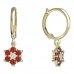BeKid, Gold kids earrings -109 - Switching on: Circles 12 mm, Metal: Yellow gold 585, Stone: Red cubic zircon