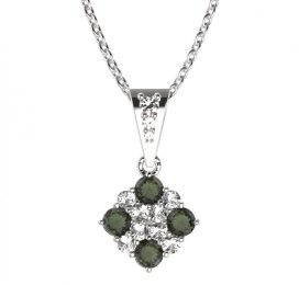 BG přívěšek 317 Stříbro 925 - rhodium Vltavín a  kubický zirkon