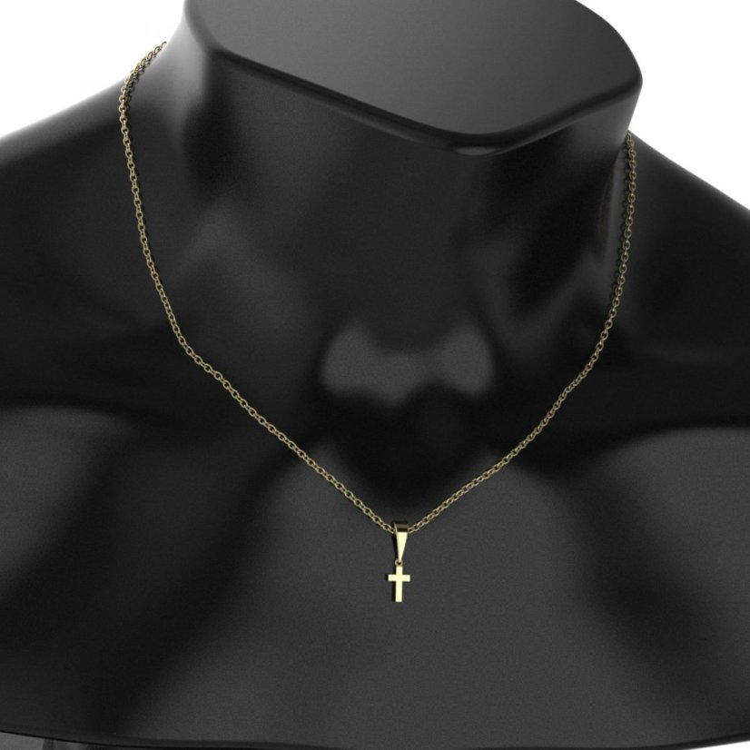 BG zlatý přívěšek křížek 1105 Žluté zlato - 585 Zelený kubický zirkon