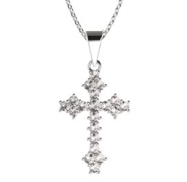 BeKid dětský přívěšek křížek 263 Bílé zlato - 585 Diamant