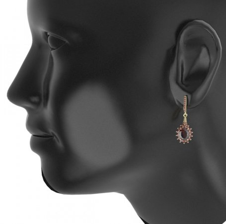 BG earring oval 516-G91 - Metal: Silver 925 - rhodium, Stone: Moldavit and garnet