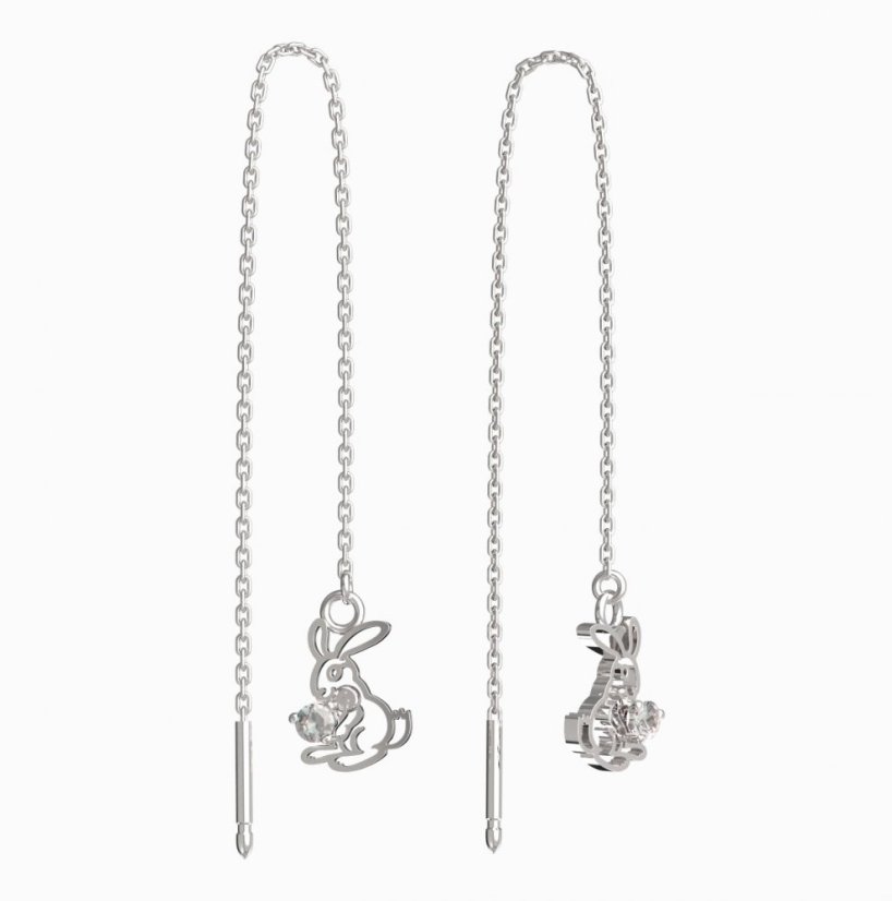 BeKid dětské náušnice zajíček 1186 Bílé zlato - 585 Diamant