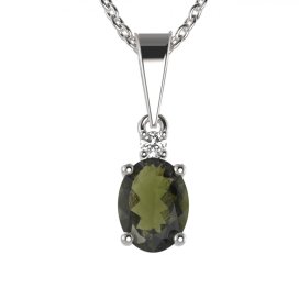 BG přívěs vsazen vltavín  622 Bílé zlato - 585 Vltavín a diamant
