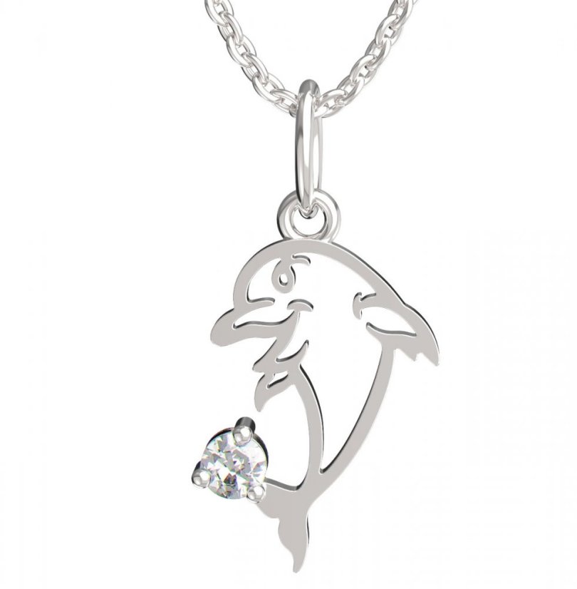 BeKid dětský přívěšek delfínek 1183 Bílé zlato - 585 Diamant