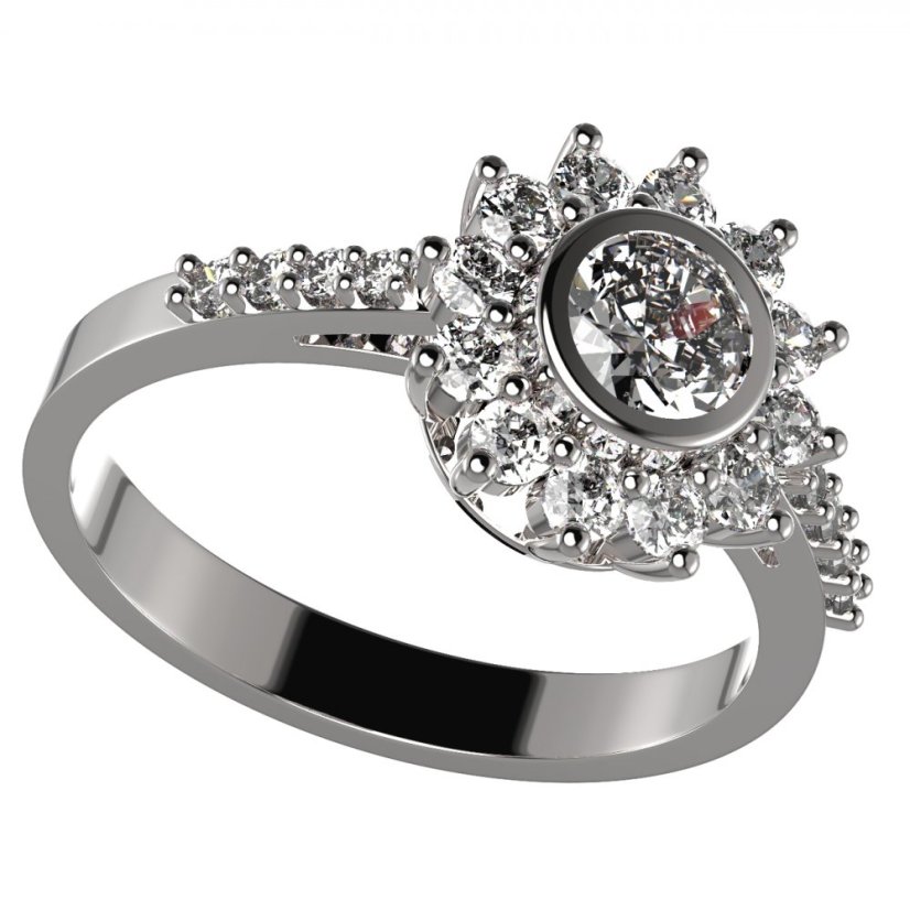 BG zlatý prstýnek 753 Bílé zlato - 585 Diamant