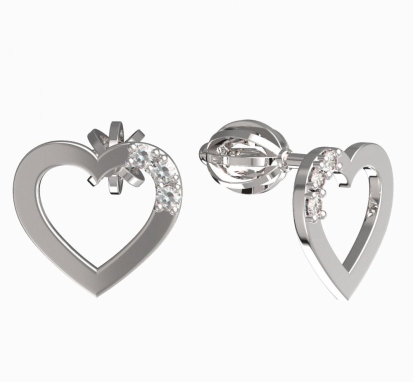 BeKid dívčí náušnice srdíčko 1257 Bílé zlato - 585 Diamant