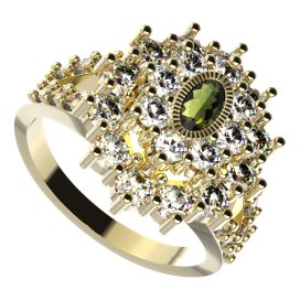 BG prsten oválný 009-Y Stříbro 925 - pozlacené Vltavín a  kubický zirkon