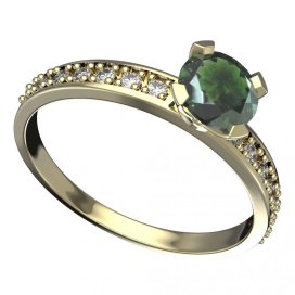 BG vltavínový prsten 558E Žluté zlato - 585 Vltavín a diamant