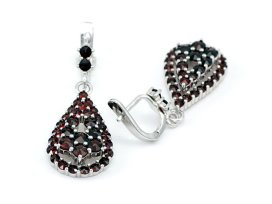 BG náušnice vsazený český granát  063 Bílé zlato - 585 Granát