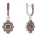 BG circular earring 017-84 - Metal: Silver 925 - rhodium, Stone: Moldavit and garnet