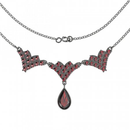 BG náhrdelník 349 - Kov: Stříbro 925 - rhodium, Kámen: Granát