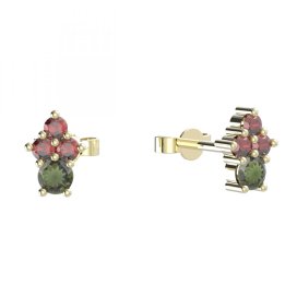 BG náušnice s přírodním granátem 159 03 Stříbro 925 - pozlacené Vltavín a granát