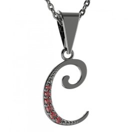 Stříbrný přívěsek s českým granátem, ruthenium – 1212