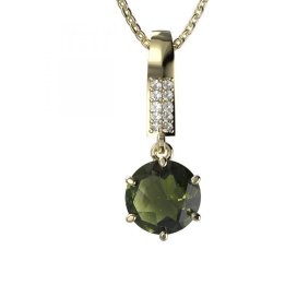 BG vltavínový přívěšek 681 Žluté zlato - 585 Vltavín a diamant