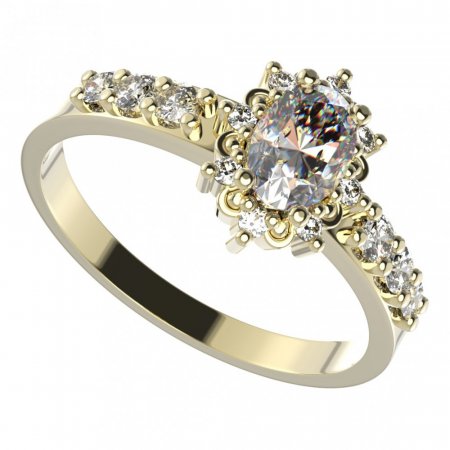 BG zlatý prsten oválný 953-Z - Kov: Žluté zlato 585, Kámen: Bílý kubický zirkon
