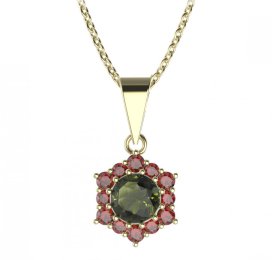 BG přívěs kulatý 230-0 Stříbro 925 - pozlacené Vltavín a granát