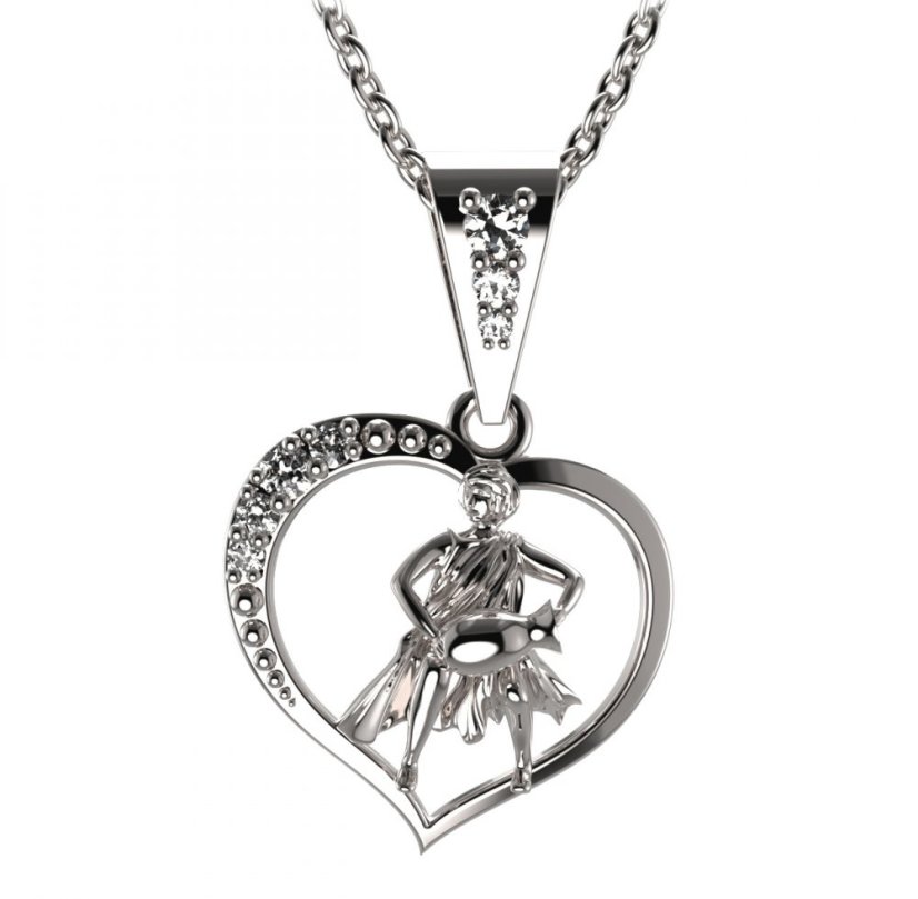 BG zlatý přívěšek Vodnář 042 Bílé zlato - 585 Diamant
