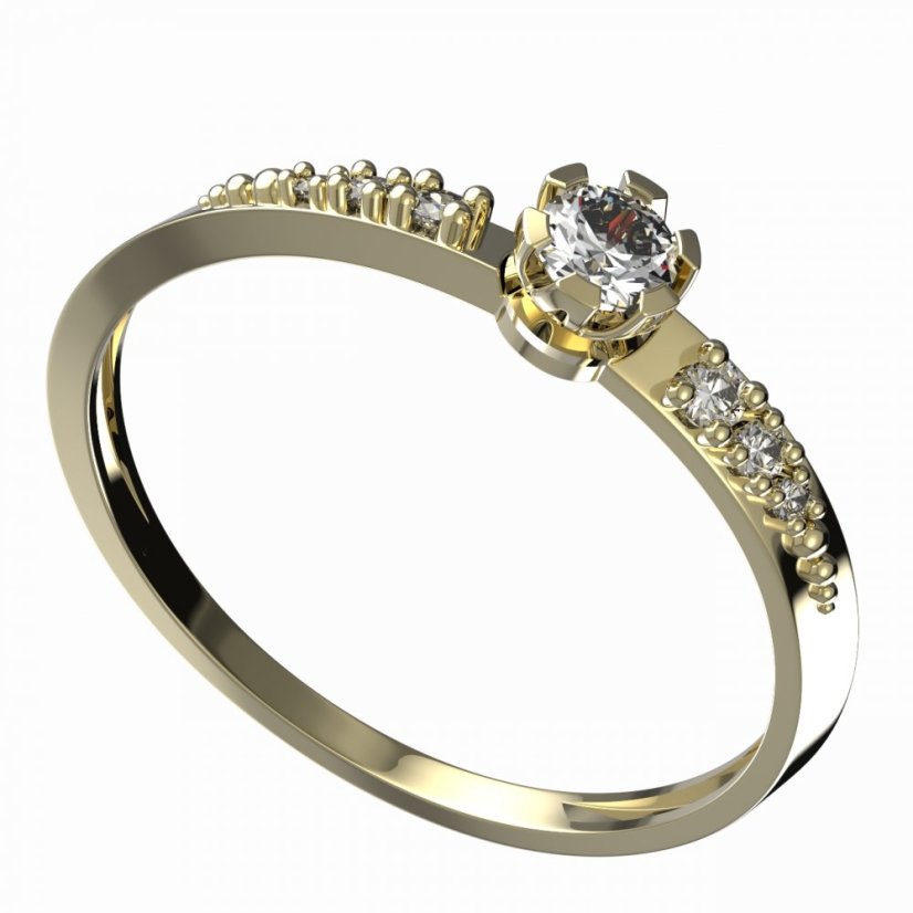 BG zlatý diamantový prstýnek 869 D Žluté zlato - 585 Diamant lab-grown