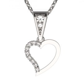 BG zlatý diamantový přívěšek srdíčko 1252 Bílé zlato - 585 Diamant lab-grown