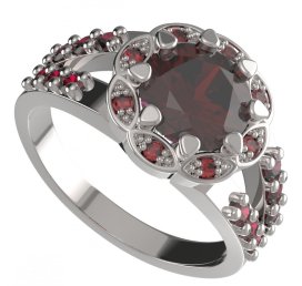 BG prsten kulatý 993-Y Stříbro 925 - rhodium Granát