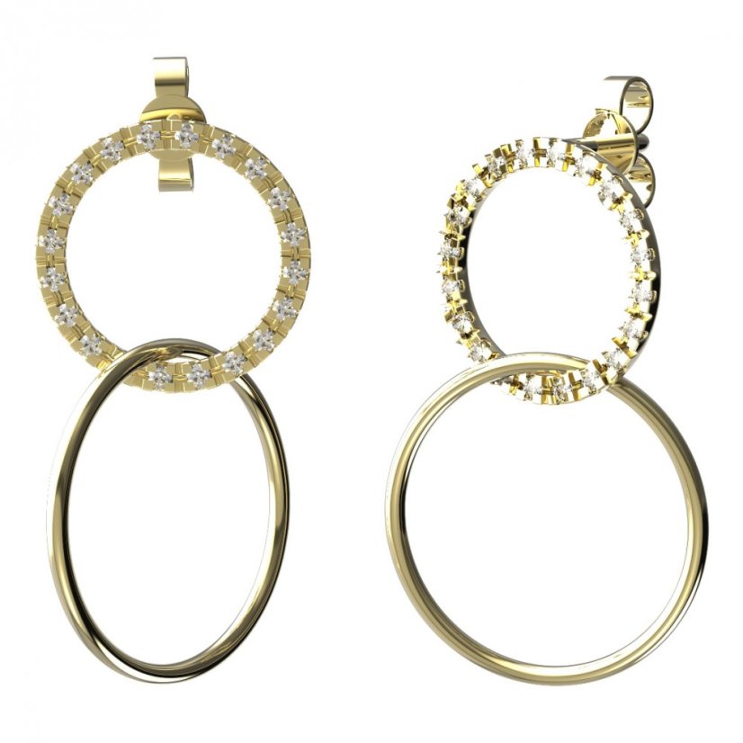 BG zlaté náušnice 116303 Žluté zlato - 585 Bílý kubický zirkon