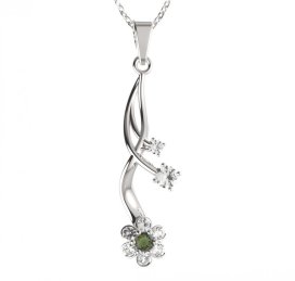 BG přívěs ve tvaru květu 518-P Stříbro 925 - rhodium Vltavín a kubický zirkon