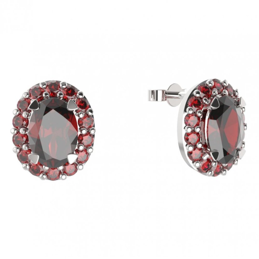BG  náušnice 728 Stříbro 925 - rhodium Granát