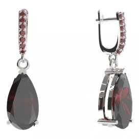 BG kapkovitého tvaru náušnice 429-84 Stříbro 925 - rhodium Granát