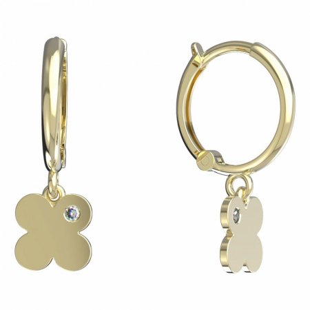 BeKid, Gold kids earrings -828 - Switching on: Circles 12 mm, Metal: Yellow gold 585, Stone: White cubic zircon