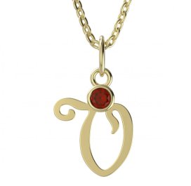 BeKid dětský zlatý přívěsek písmenko V - 1330 Žluté zlato - 585 Červený kubický zirkon