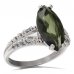BG prsten s oválným kamenem 481-G - Kov: Stříbro 925 - rhodium, Kámen: Vltavín a granát