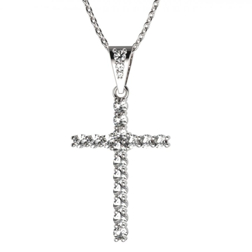 BG zlatý diamantový přívěšek křížek 259 Bílé zlato - 585 Diamant lab-grown