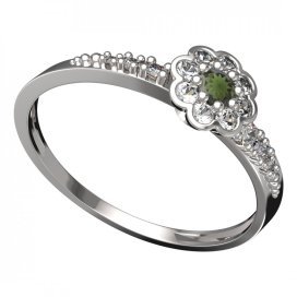 BG vltavínový prsten 552D Bílé zlato - 585 Vltavín a diamant