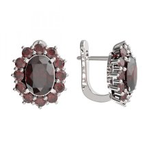 BG  náušnice 972-07 Stříbro 925 - rhodium Granát